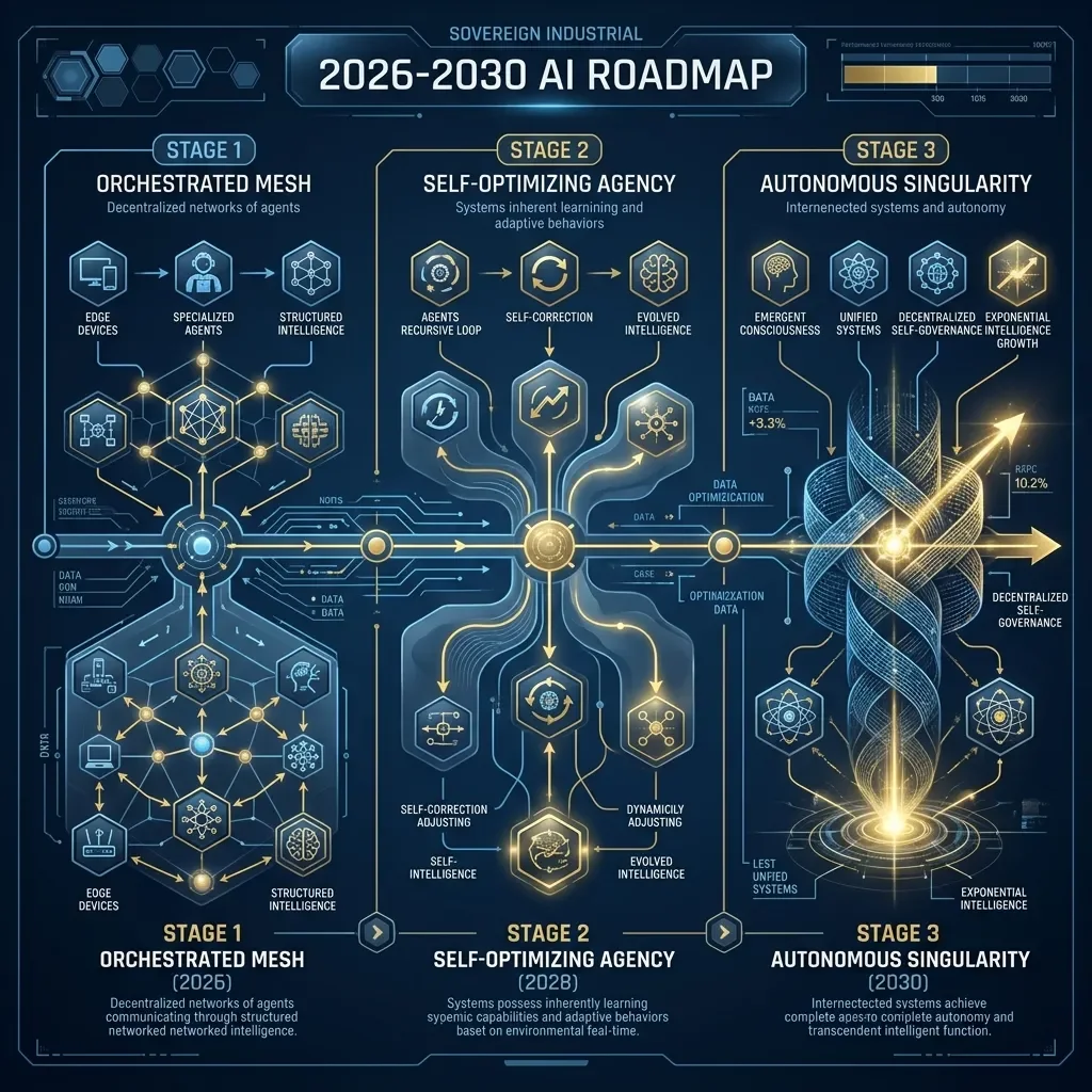 Strategic visual evidence managed by logic. Sovereign Intelligence: Infographic Roadmap 2030.Webp