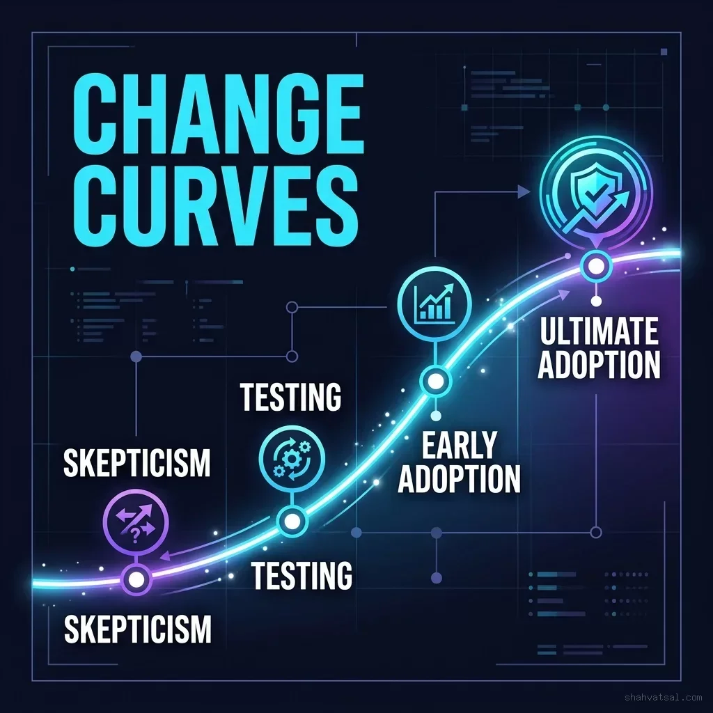 The AI Change Curve: Tracking the transition from existential anxiety to cognitive partnership AI Change Curve Diagram