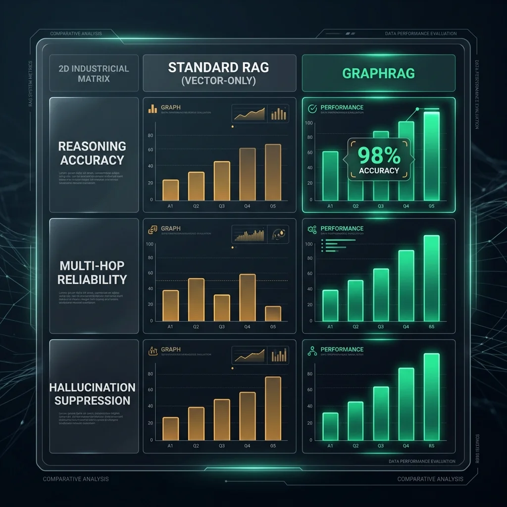 Industrial Data Matrix: Reasoning Accuracy & Hallucination Suppression Benchmarks (Standard RAG vs. GraphRAG)