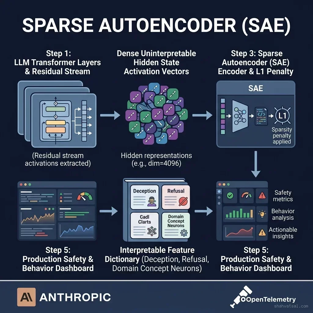 Sparse Autoencoder (SAE Sparse Autoencoder Feature Extraction Architecture Diagram
