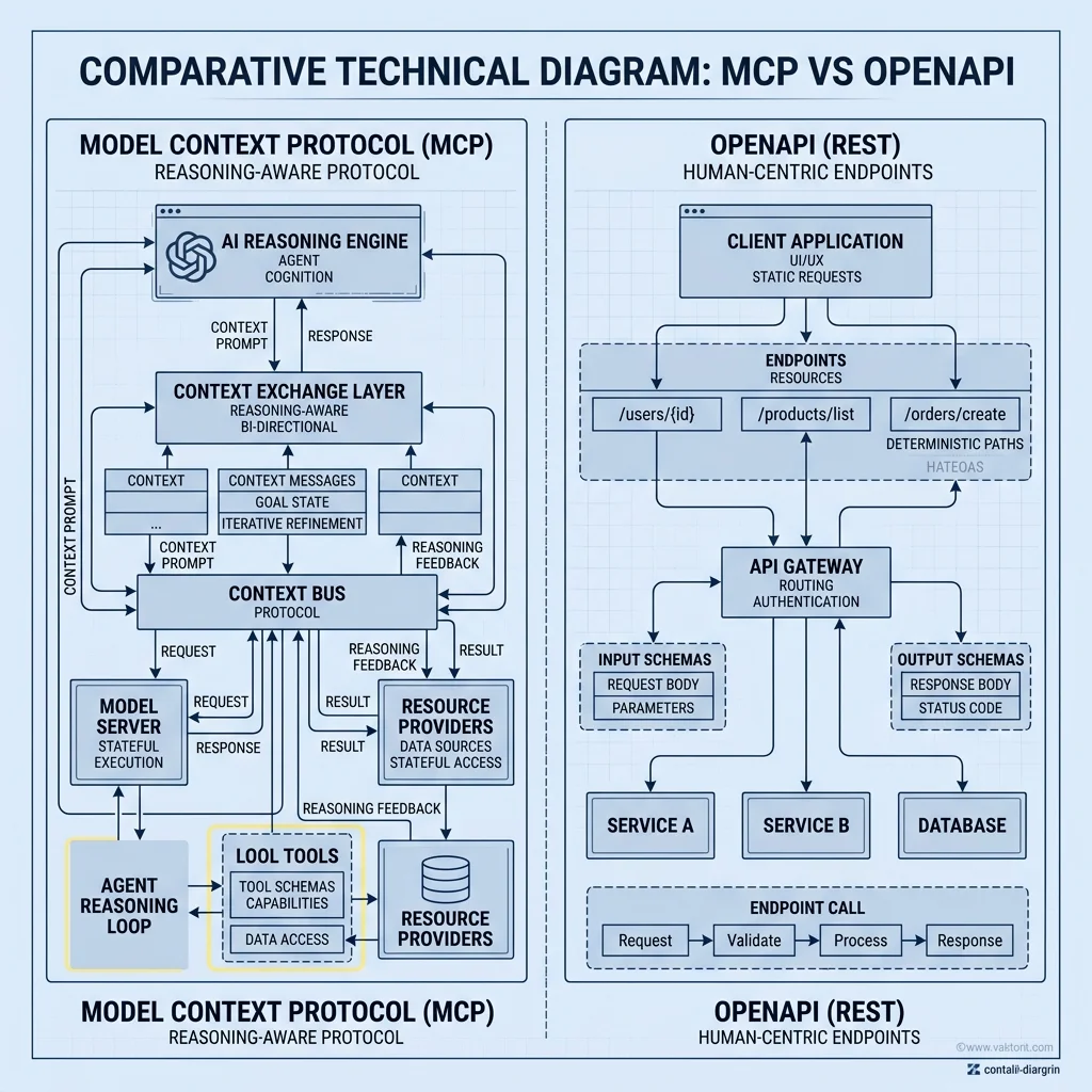 Comparative Technical Blueprint: Model Context Protocol (MCP) vs. OpenAPI Paradigms
