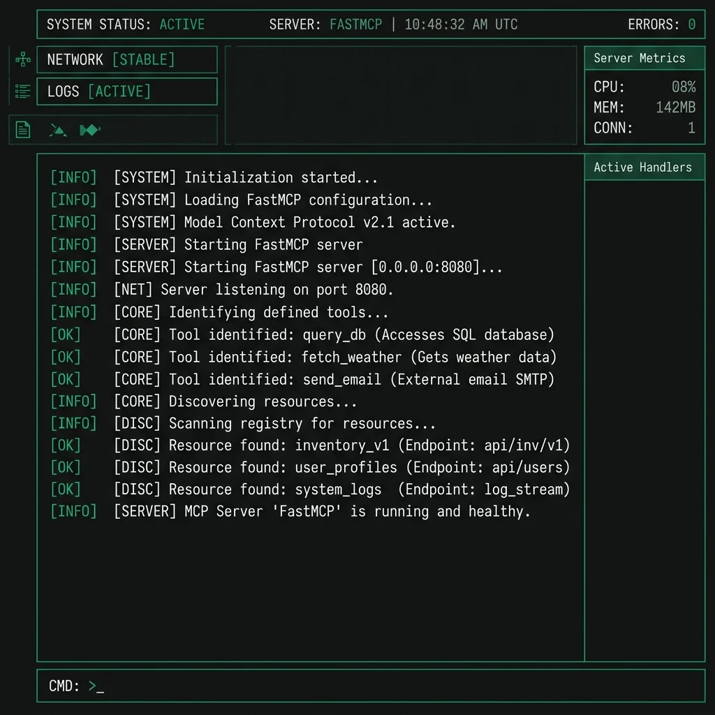 Industrial Terminal: FastMCP Server Initialization & Discovery Logs