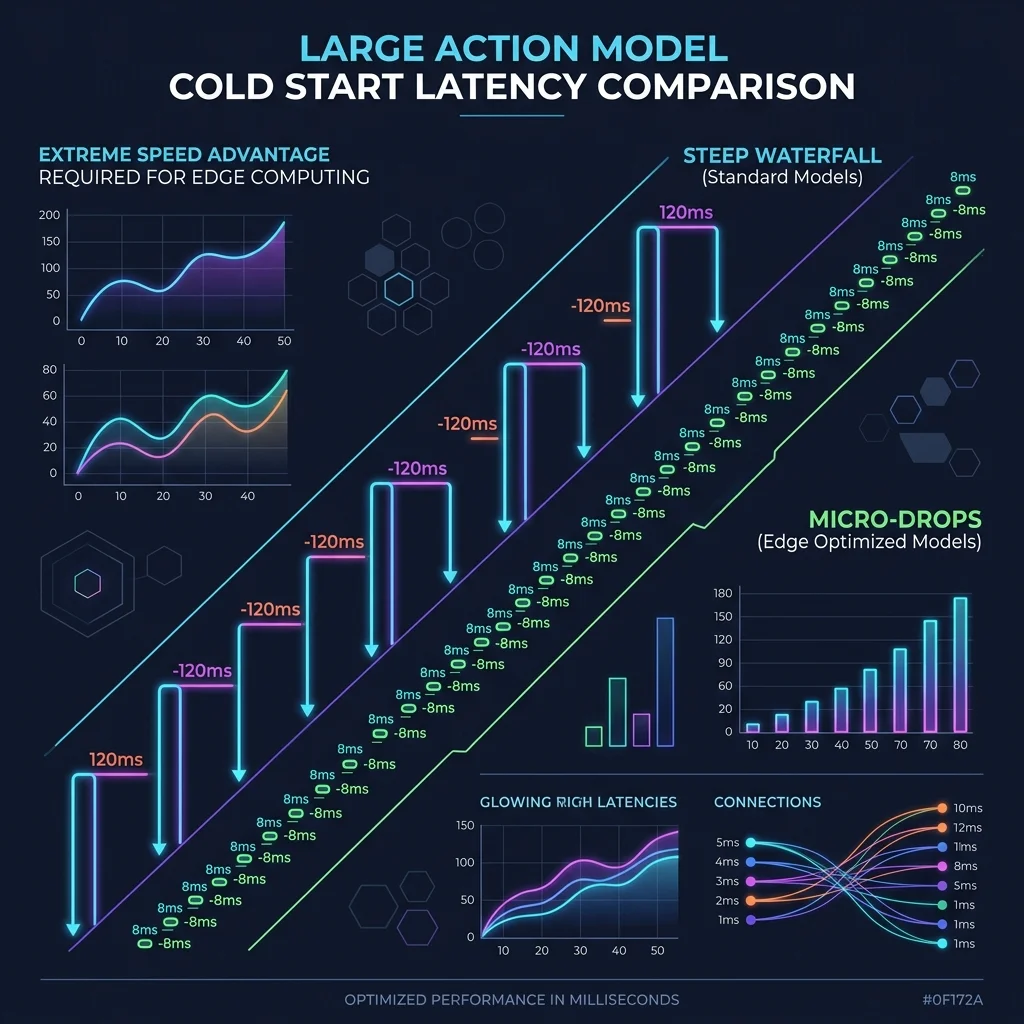 Node.js vs Deno Bun 2026 --" Cold Start serverless latency infographic charting drops from 120ms to 8ms