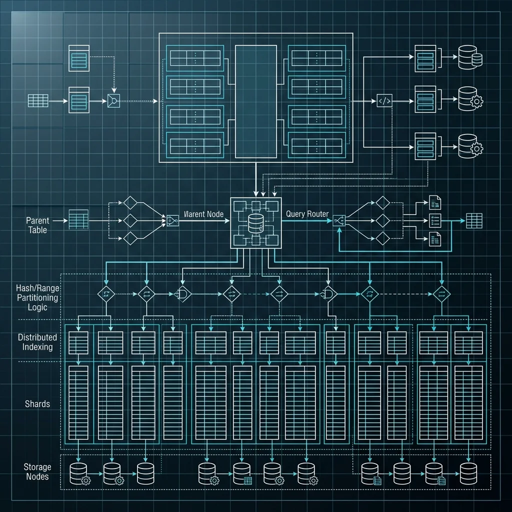 PGVector Scaling 2026 --" 2D Technical blueprint of partitioning logic for scaling to 10M+ vector rows in PostgreSQL