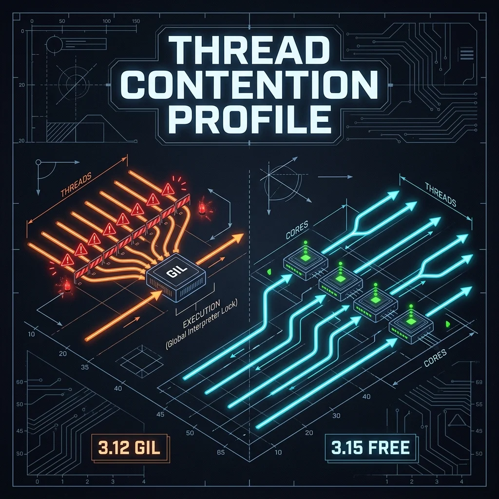 Standard GIL Lock vs. Free-Threaded CPU Execution