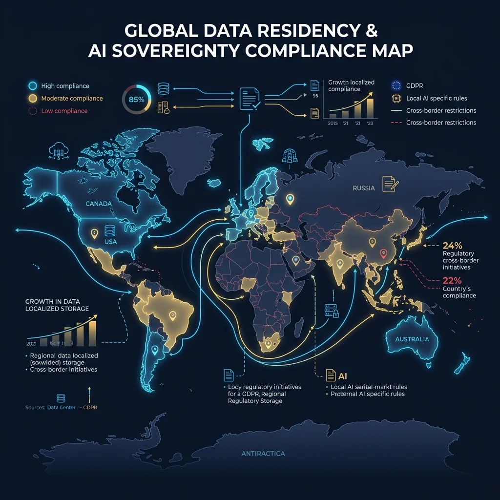 The Regulatory Map: Synchronizing Architecture with Global Jurisdiction Sovereign Architecture 2026 --" 2D Data visual showing global residency regulations and compliance mapping