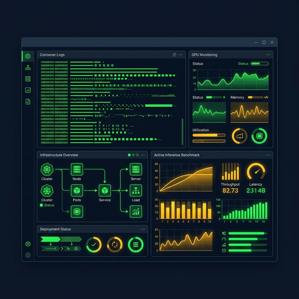 Production Velocity: Deploying Localized Intelligence in Sub-Minute Cycles Sovereign Architecture 2026 --" 2D Terminal mock of deploying a local vLLM instance to a private cluster