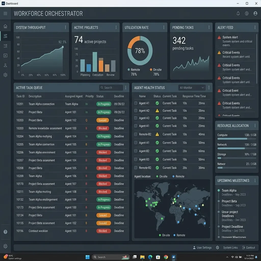 UI Screenshot: Hybrid workforce orchestrator dashboard