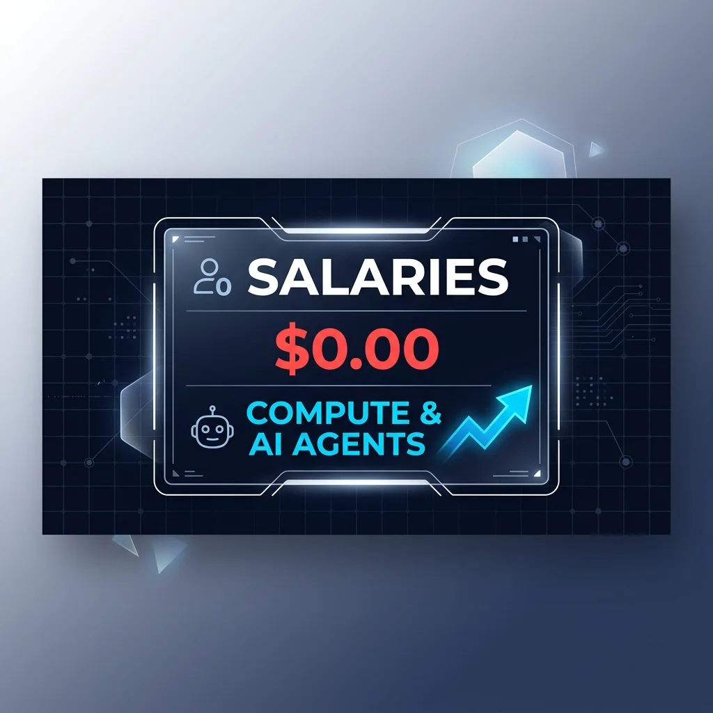 Futuristic balance sheet comparing salaries to compute resources