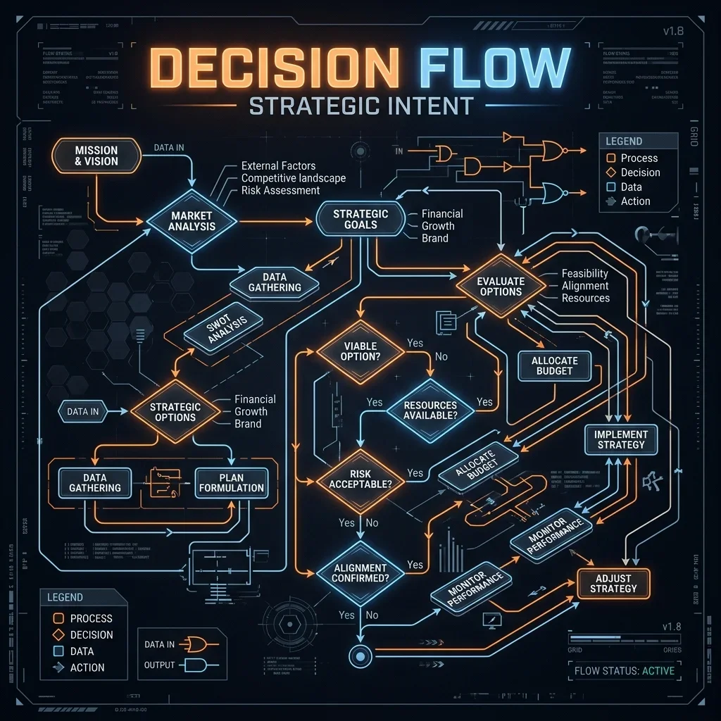 Decision logic flow mapping how the Sovereign Engineer defines, audits, runs, and governs a feature release loop. Strategic Intent Decision Flow