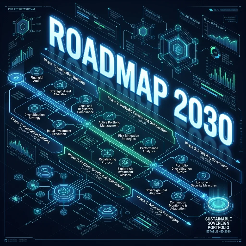 Sovereign Engineering evolution timeline from 2026 agent orchestration to 2030 autonomous platform synthesis. Roadmap to 2030