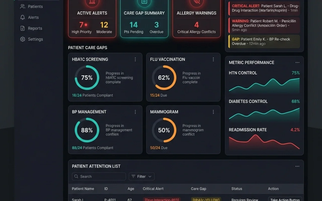 CDS warning cards dashboard sidebar. CDS Dashboard