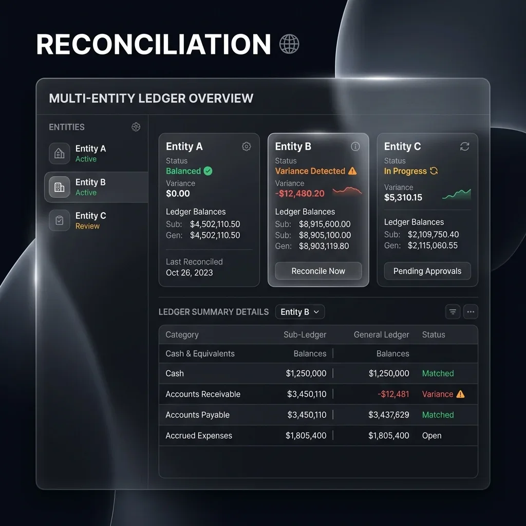 Ledger Reconciliation Dashboard Screenshot