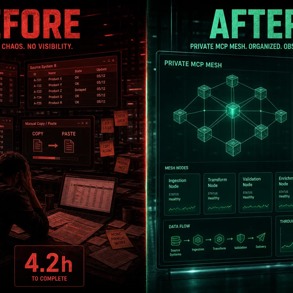 Before after integration comparison