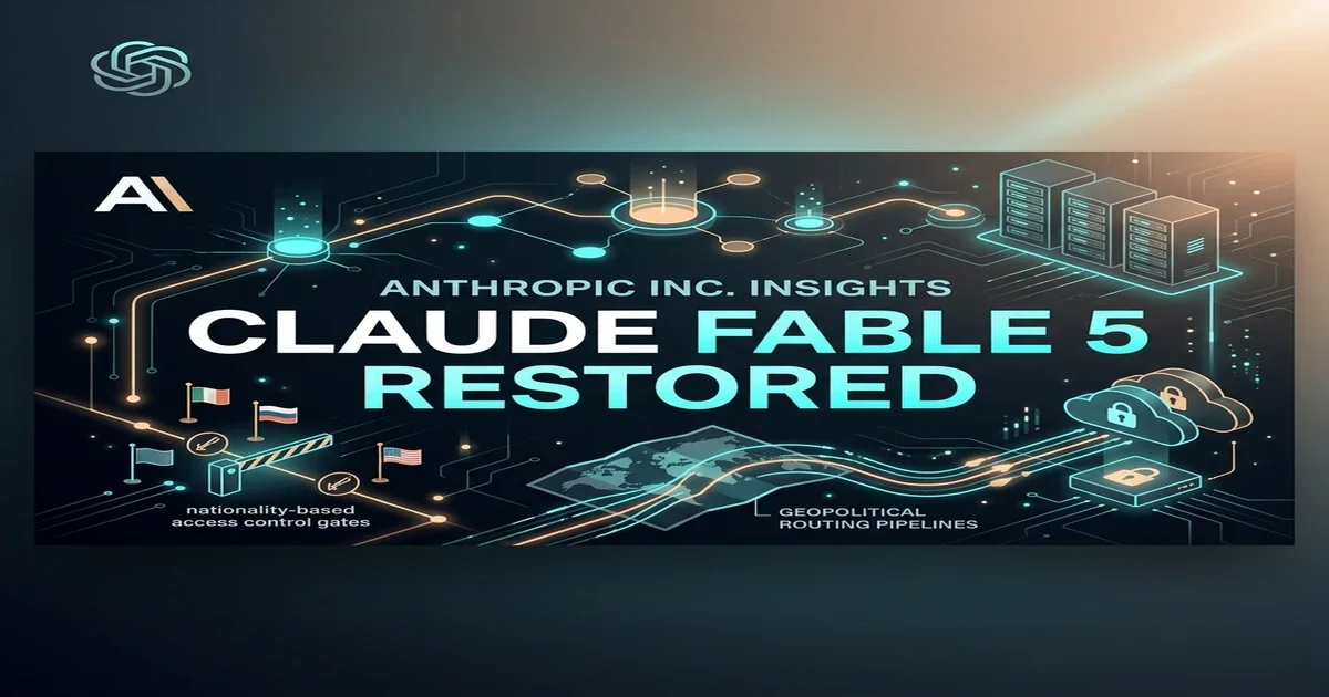 Claude Fable 5 restoration timeline showing the 6-day blackout, Project Glasswing audits, and the June 18 release of the gated model version. Claude Fable 5 Restoration Timeline