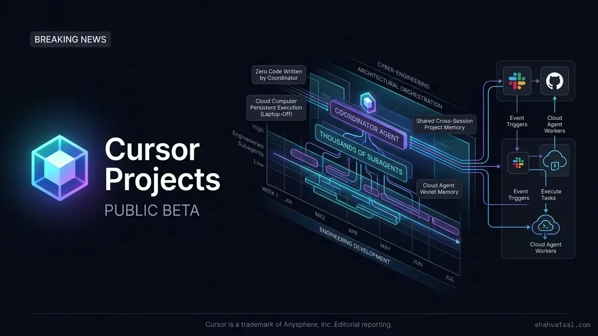 Cursor Projects Puts a Coordinator Over Months of Work: Cloud-Native Multi-Agent Orchestration with Persistent Shared Memory