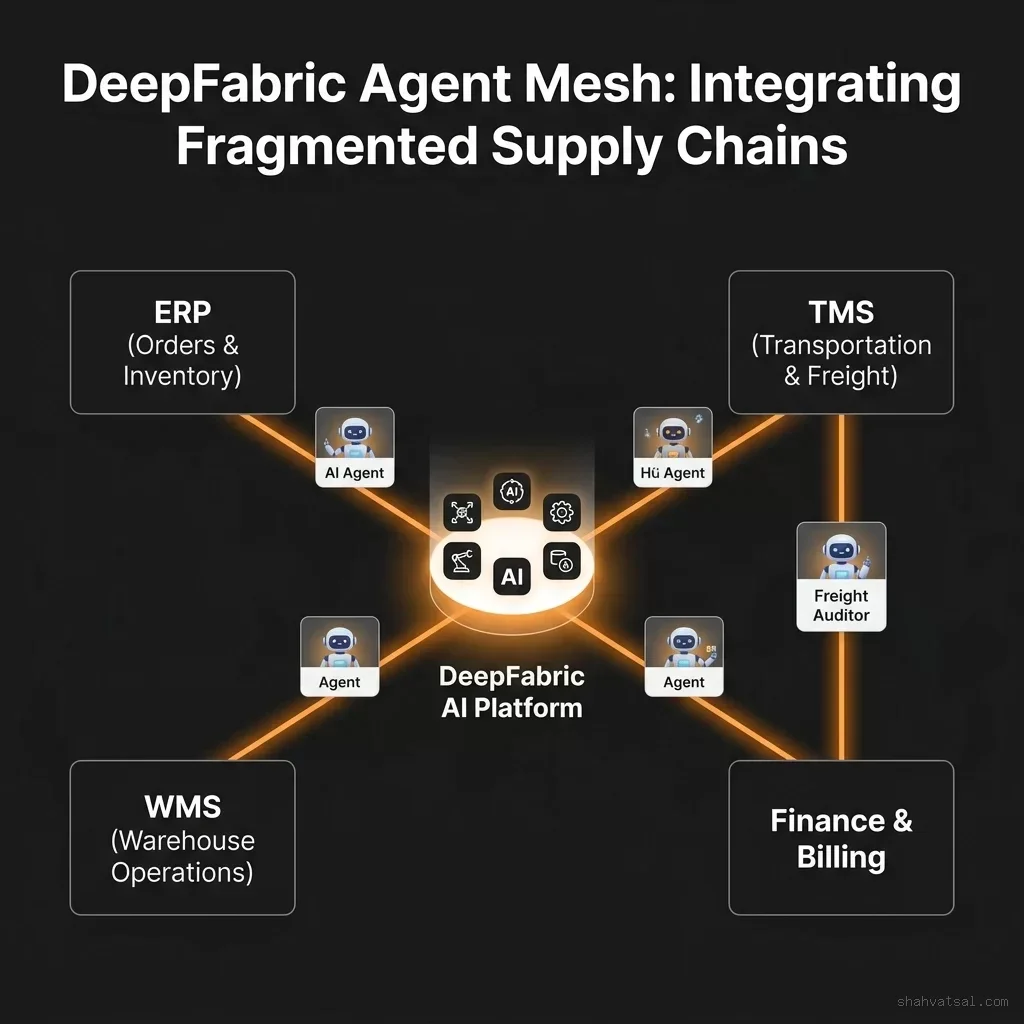 DeepFabric Agent Mesh bridging ERP, TMS, WMS, and Finance