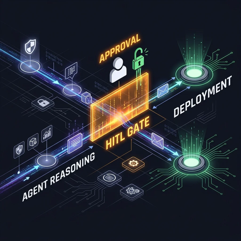 Agentic OS Governance Gate — Isometric HITL Flowchart