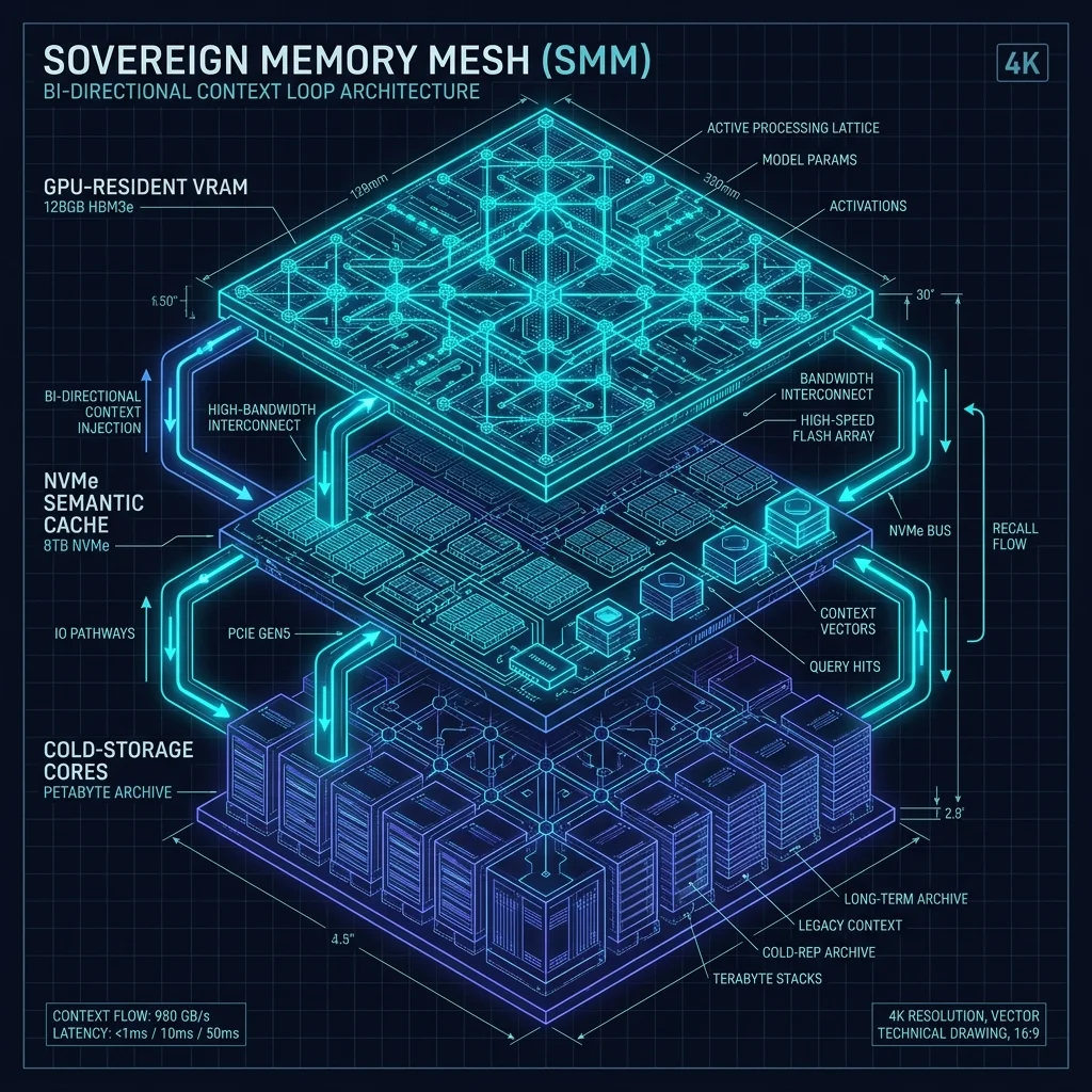 Agentic OS Memory Mesh — Isometric Long-Term Context Blueprint