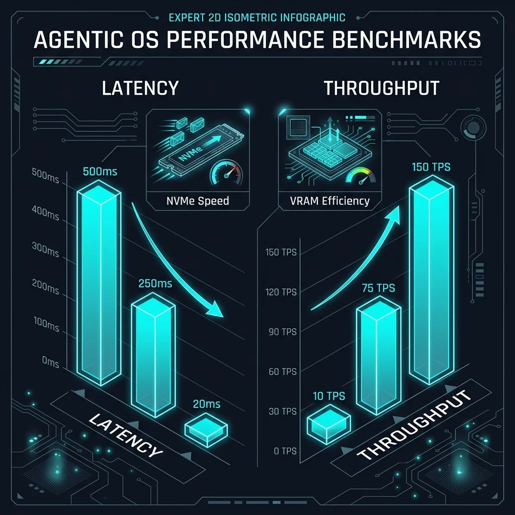 Agentic OS Performance Benchmarks — Isometric Industrial Metric Blueprint