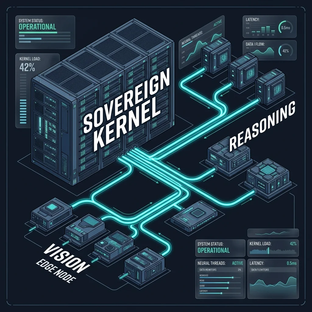 Sovereign Node Cluster — Isometric Functional Infrastructure Blueprint