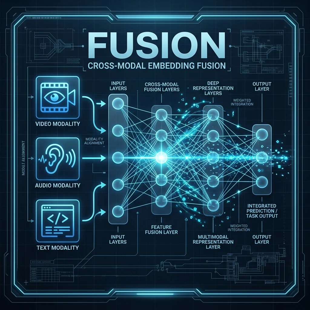 FUSE Core — Projecting light and sound into a single latent reasoning engine. Visualization: Cross-modal embedding fusion