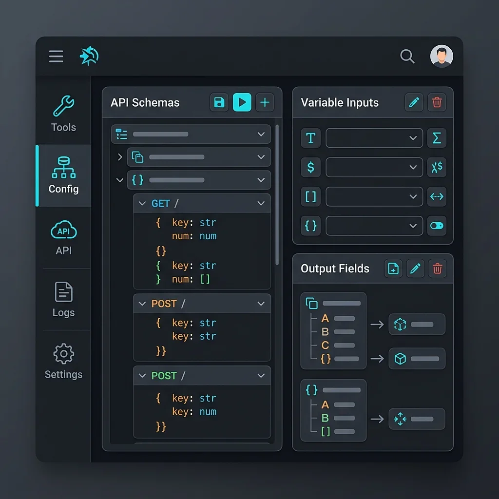 Custom Tool Configuration Interface UI