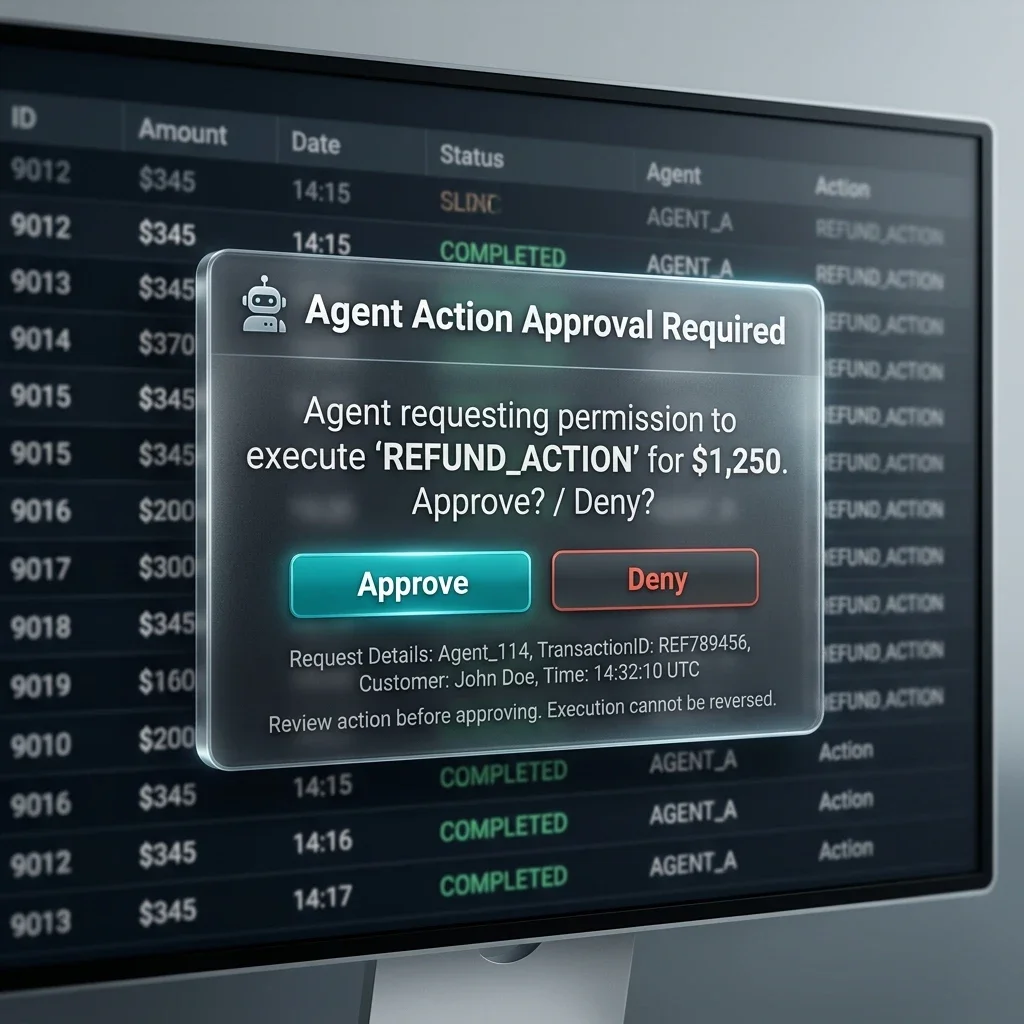 Risk Mitigation: Mandatory Human Approval Node. A deterministic gate that pauses graph execution for sensitive actions, ensuring a human practitioner is always on the loop. Human-in-the-loop Approval